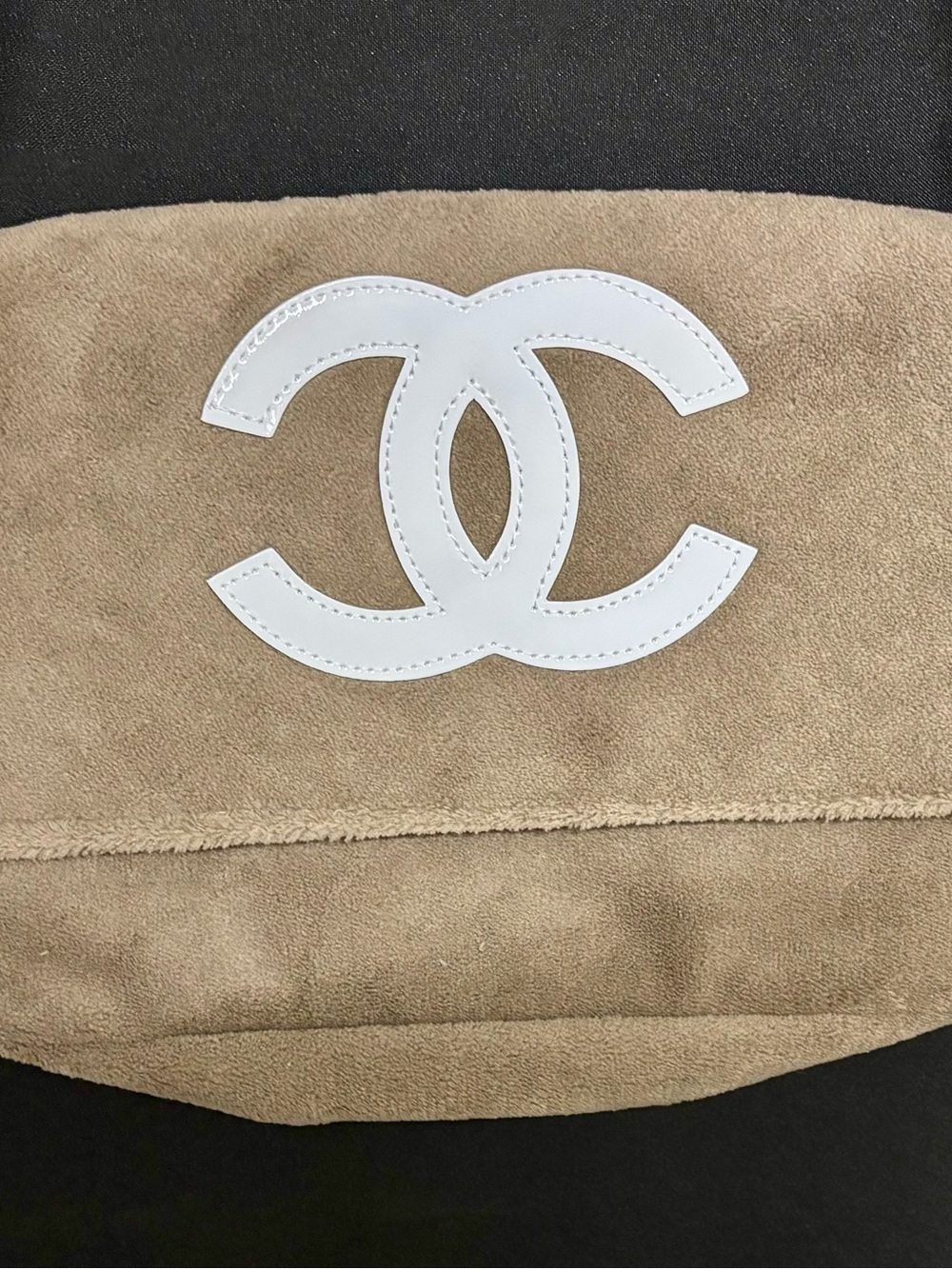 Chanel Precision Beige Soft Shoulder Bag with White CC Logo NWT